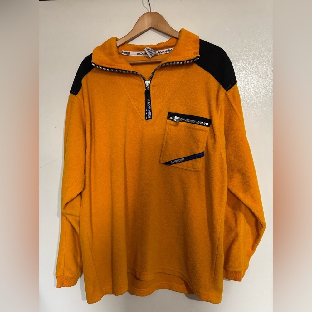 Vintage Y2K Columbia Sport Orange and Black Men's quarter zip fleece Sweater XL